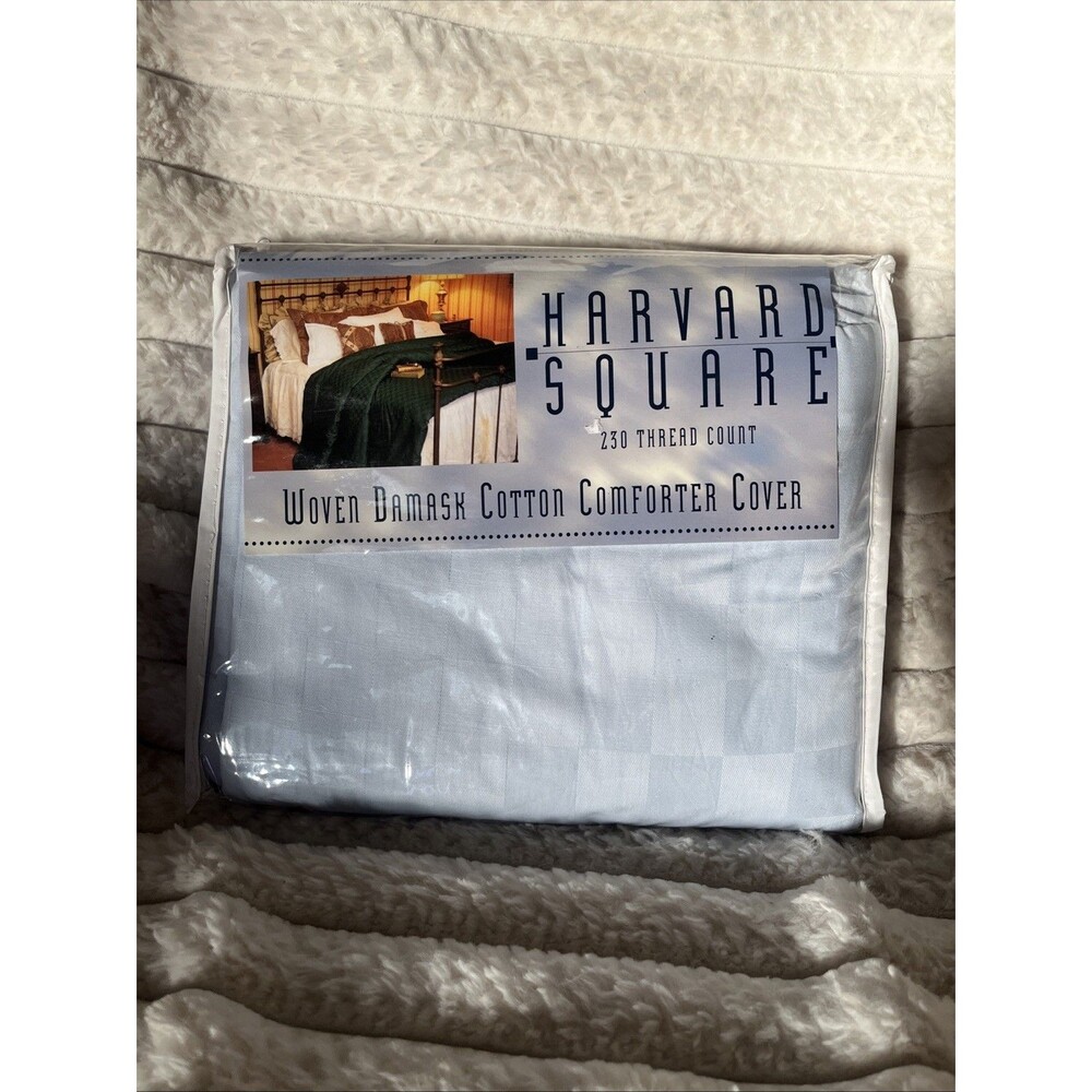 Harvard Square Woven Damask Cotton Blue Comforter Cover Twin 250 Thread Count